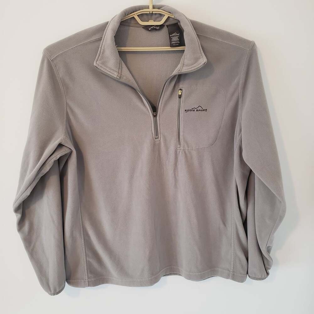 Eddie Bauer Pullover Sweater Mens 2XL Gray Fleece Half Zip Outdoors